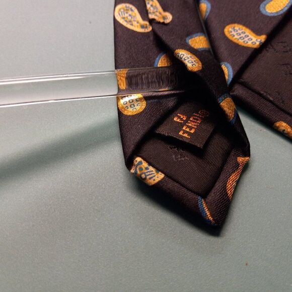 Fendi Silk Black, Gold and Blue Paisley design Tie - Picture 5 of 7